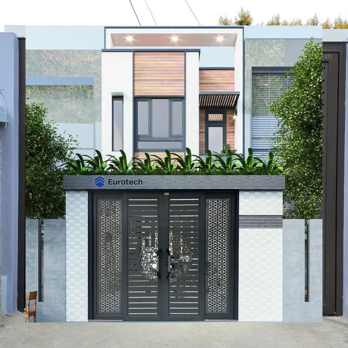 Cong Truot Quay Hoang Gia Mau Ghi Xam Xu Huong Cua Cong Nha Pho 202501