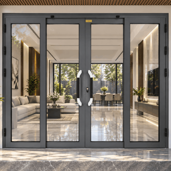 Cửa trượt quay Eurotech hệ VIP 88 nẹp rời 8.0 màu ghi xám