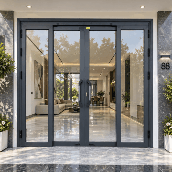 Cửa trượt quay Eurotech hệ VIP 88 nẹp rời 8.0 màu xám đá – cánh đóng