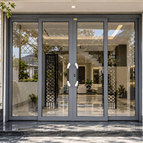 Cửa trượt quay Eurotech Hoàng Gia màu ghi xám – cánh đóng