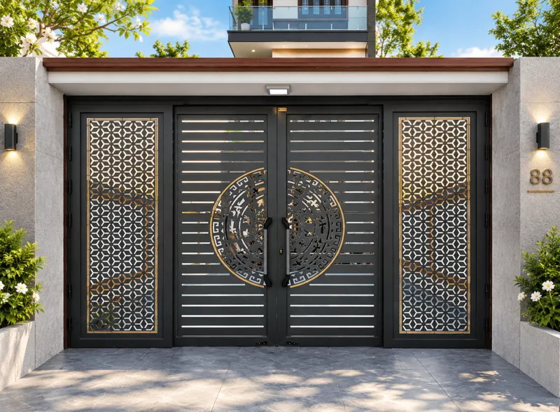 Cửa cổng trượt quay Eurotech Hệ Hoàng Gia
